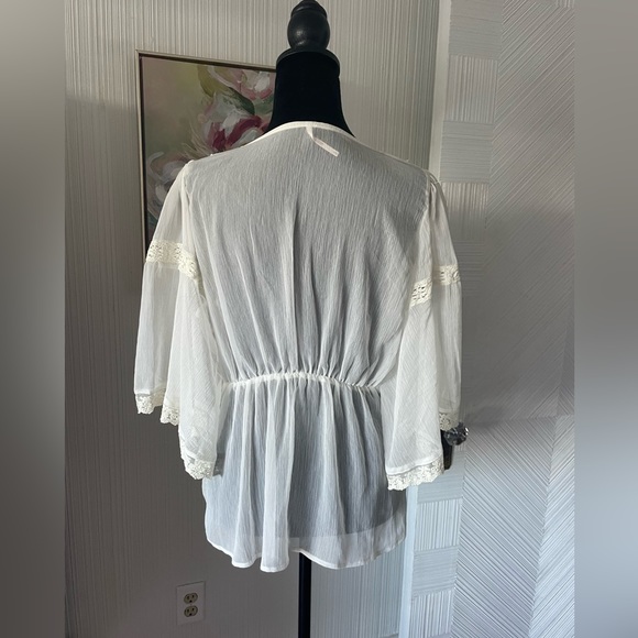 Free People boho sheer top size small dolman sleeve crochet lace - Picture 2 of 9